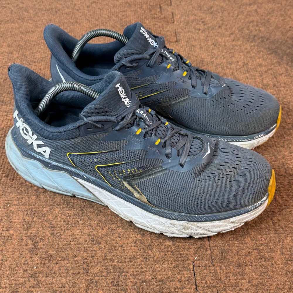 Hoka One One Arahi 5 Mens Running Shoes Blue Graphite Canary 1115010 Size 10.5